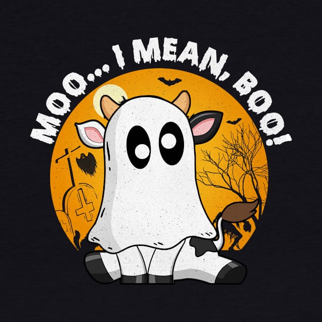 Funny Cow Moo I Mean Boo Funny Sayings Halloween by joneK